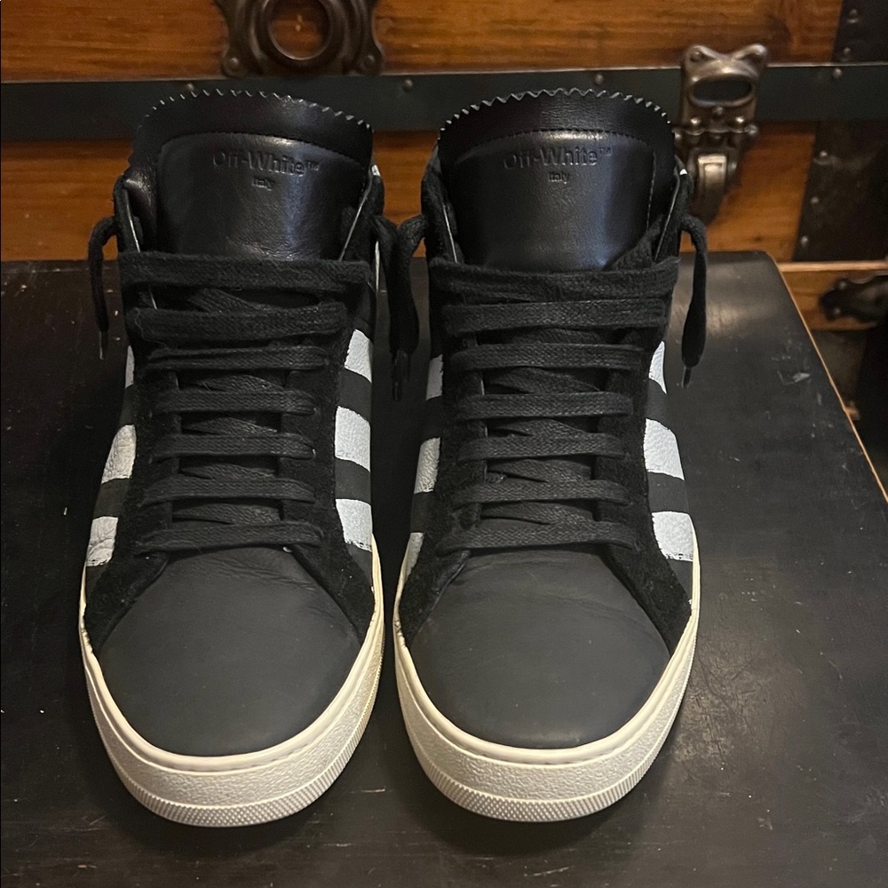 OFF-WHITE BRUSHED DIAGONALS MID LEATHER SNEAKER SIZE 43 9.5-10 US